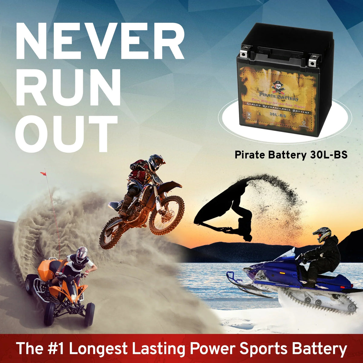 Pirate Battery YTX30L-BS (30L-BS 12 Volt,30 Ah, 270 CCA) Snowmobile Battery for Brp (ski-doo) Expedition Se Year (15-17)