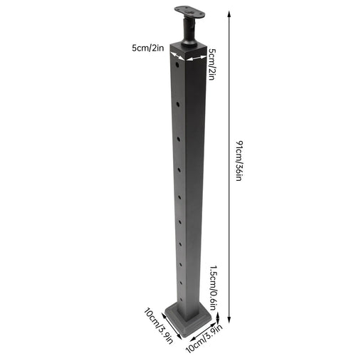 36''x2''x2'' Stainless Steel Cable Railing Post Square Fence Post Level Two Sides Pre-Drilled for Wood Concrete Level Deck Cable Railing System