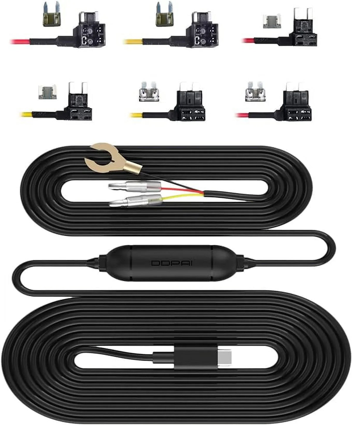 DDPAI Dash Cam Hardwire Kit, Compatible for Mola N3 Pro/ Z50 Dash Cam/Mini 5 Dash Cam/ Z40 Dash Cam Hard Wire Kit Fuse for Dashcam in Type-C Port, Plozoe 12V-24V to 5V Car Dash Camera Charger