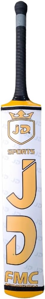 JD FMC Cricket Bat Hand Made Coconut Wood Tennis Tape Ball Full Size Adult Full Cane Long Handle Full Size 4.5"