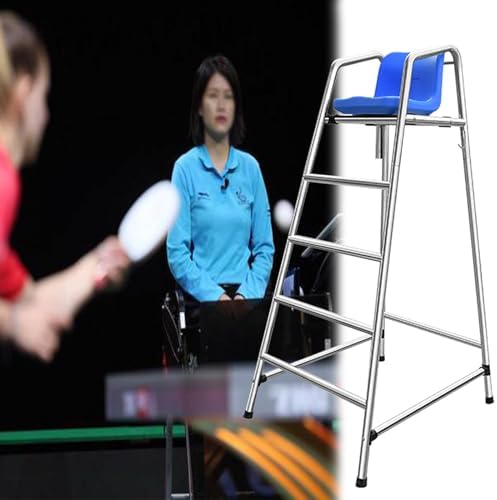 Table Tennis Referee Chairs for Coaches Referees, 304 Stainless Steel Lifeguard Chair with Hook/Sunshade Hole, Soccer Volleyball Directors Chair with Comfortable Seat, H 71inch/180cm