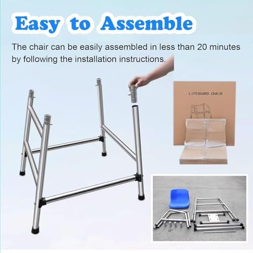 Lifeguard Chair Lifeguarding Sports Refereeing Stable Base with Narrowing Corners Armless Comfortable Seat Outdoor Use Life Guard Chair,High Referee Observation Lifeguard Chair 150cm for Poo