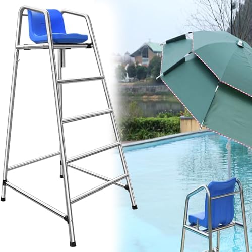 Lifeguard Chair Lifeguarding Sports Refereeing Stable Base with Narrowing Corners Armless Comfortable Seat Outdoor Use Life Guard Chair,Life-Guard Chair with Sunshade Hole Removable Commerc