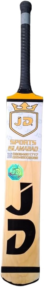 JD FMC Cricket Bat Hand Made Coconut Wood Tennis Tape Ball Full Size Adult Full Cane Long Handle Full Size 4.5"
