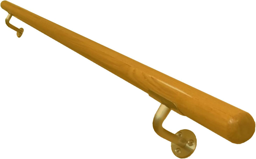 Ballet Barre Single Bar 8 FT Long 2.0â Diameter Gold, Kids and Adults | Open Bracket Wall Mounted Fixed Height Wooden Ballet Barre | Home/Studio Ballet Bar, Dance Bar, Stretch Bar, Dancing/Stretching