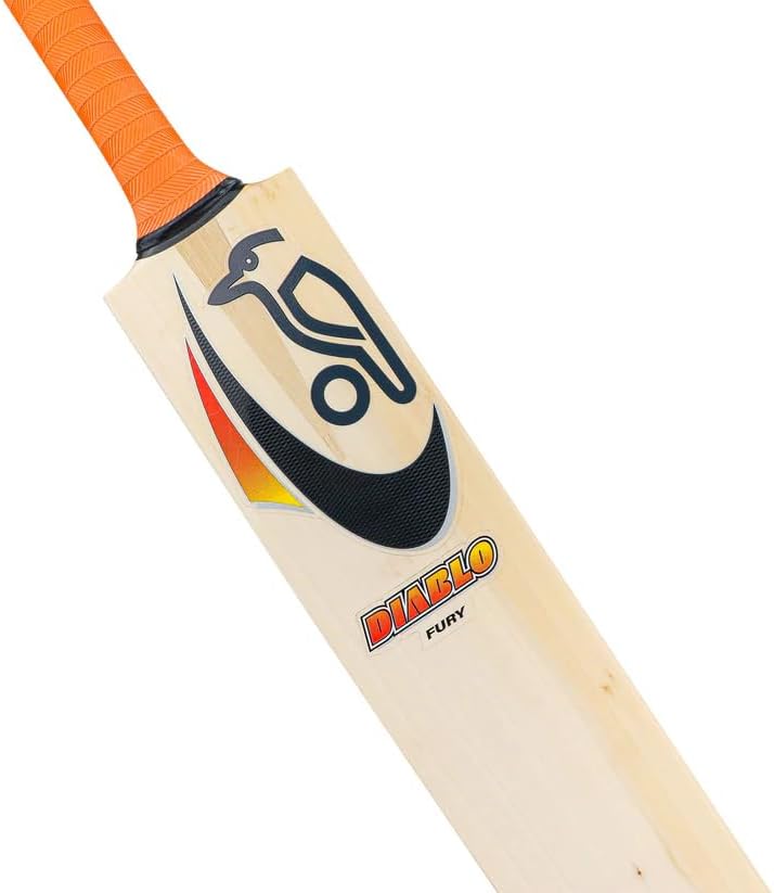 Kookaburra Retro Diablo FURY English Willow Cricket Batâ Short Handle Adult Standard Weight | Free Knocking & Preparation Included | 1-Year Warranty | Anti-Scuff Face | Bat Cover Included