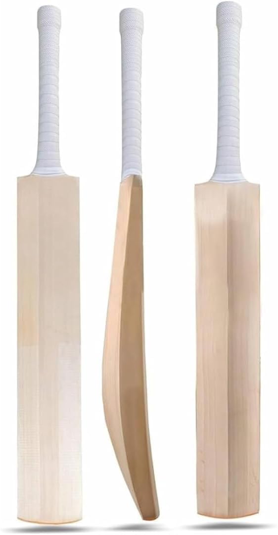 AnNafiÂ® Kashmir Willow Cricket Bat for Leather Ball | Premium Quality| Top Grade Custom Made Thick Edge Light Weight T20 Short Handle| Full Size Bat Cover|Scuff Sheet.