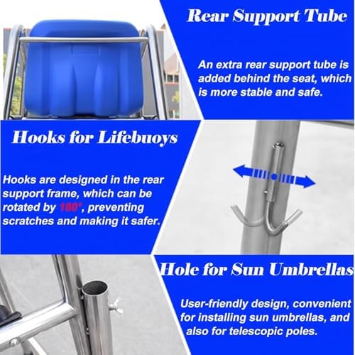 Lifeguard Chair Lifeguarding Sports Refereeing Stable Base with Narrowing Corners Armless Comfortable Seat Outdoor Use Life Guard Chair,Lifeguard Chair Stainless Steel Tall Observation Chai