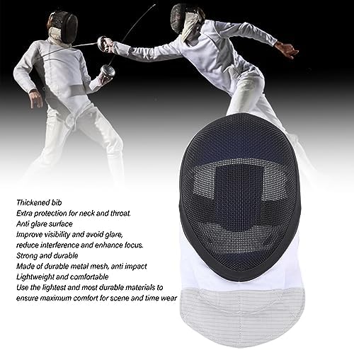 Fencing Mask, Fencing Protective Helmet with Padded Bib for Beginners Practice and Competition (M)