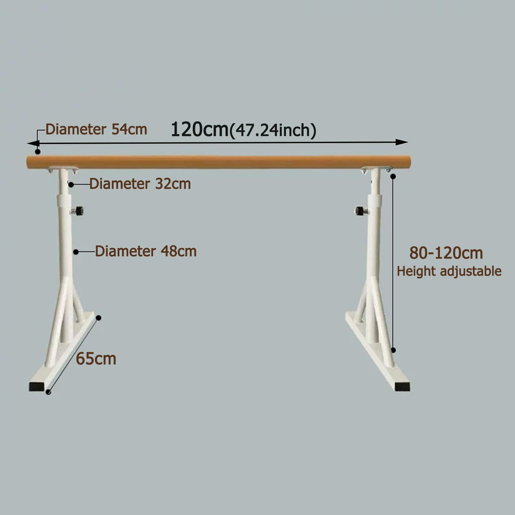Freestanding Ballet Barre Portable, 7 Height Adjustable Solid Wood Dance Bar, 31.5-47.2in, Heavy Duty Stretching Bar for Kids Adults Home Studio Ballet Pilates Yoga Training