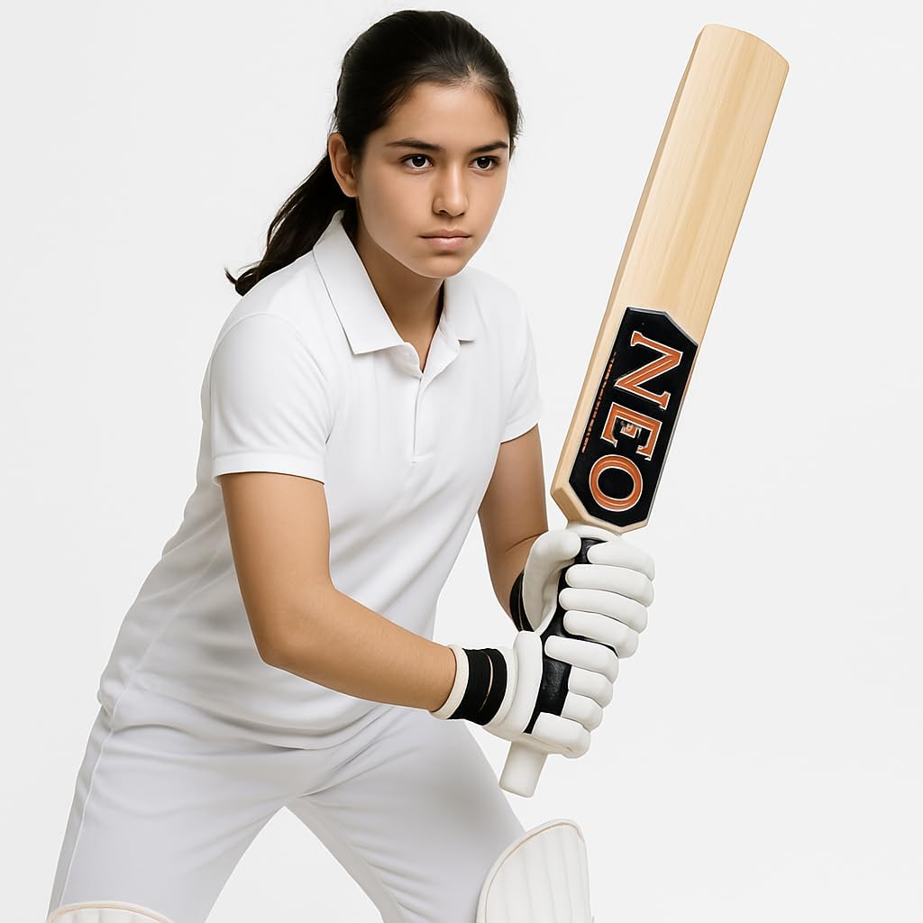 Kashmir Willow Cricket Bat, Grade 1 Premium Wood, Adult and Youth Size, Harrow Size with Natural Wood Finish (Players preferring Size 6 and Harrow)
