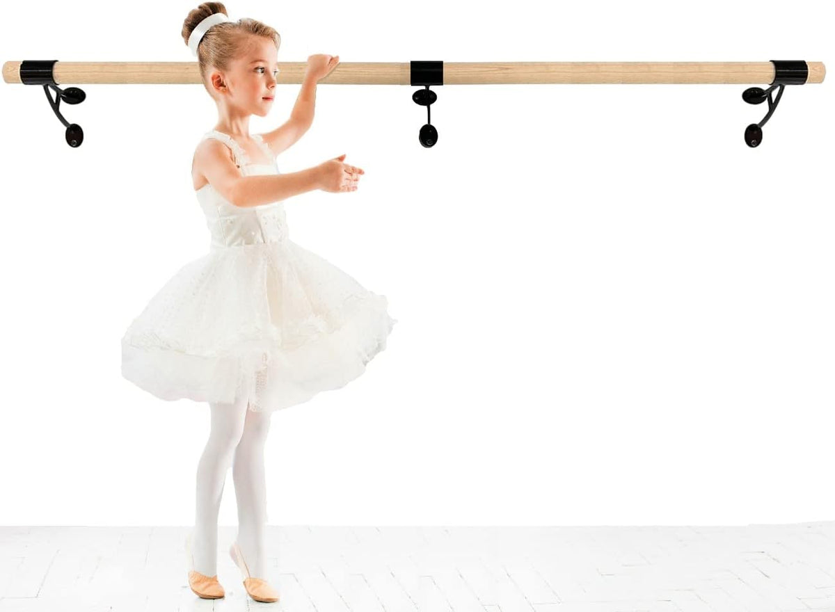 BalanÃ§oire Ballet Barre 6 FT Long 2.0â Diameter Black Brackets A, for Kids and Adults, Wall Mounted Premium Ballet Bar American Wood Home/Studio Ballet Barre, Dance Bar Stretch Bar Ballet Training