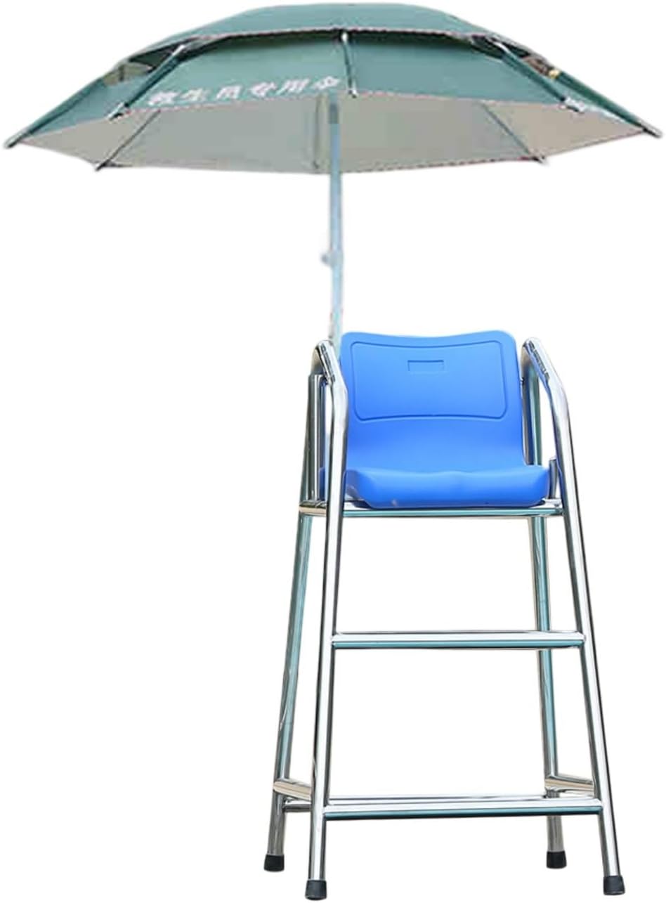 Stainless Steel Lifeguard Chairs with Double-Layer Sunshade,Loads 661lbs, Detachable Lifeguard Observation Chair, Referees Tall Chair with Hole & Hooks(1.2m)