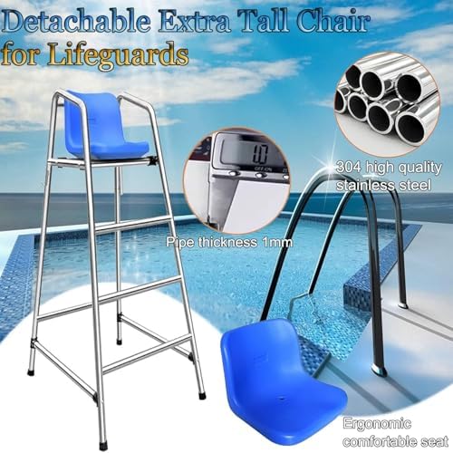 Lifeguard Chair Lifeguarding Sports Refereeing Stable Base with Narrowing Corners Armless Comfortable Seat Outdoor Use Life Guard Chair,Detachable Extra Tall Chair for Lifeguards/Referees 1.