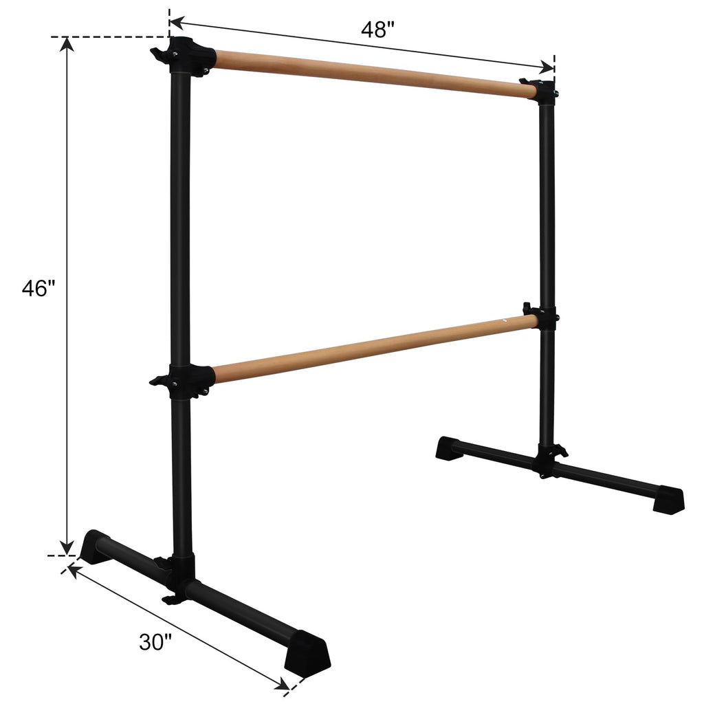 4FT/6FT Height Adjustable Double Ballet Barre, Freestanding Portable Stretching Dance Bar for Home, Heavy Duty Exercise Equipment for Kids & Adults with Anti-Slip Rubber Pads