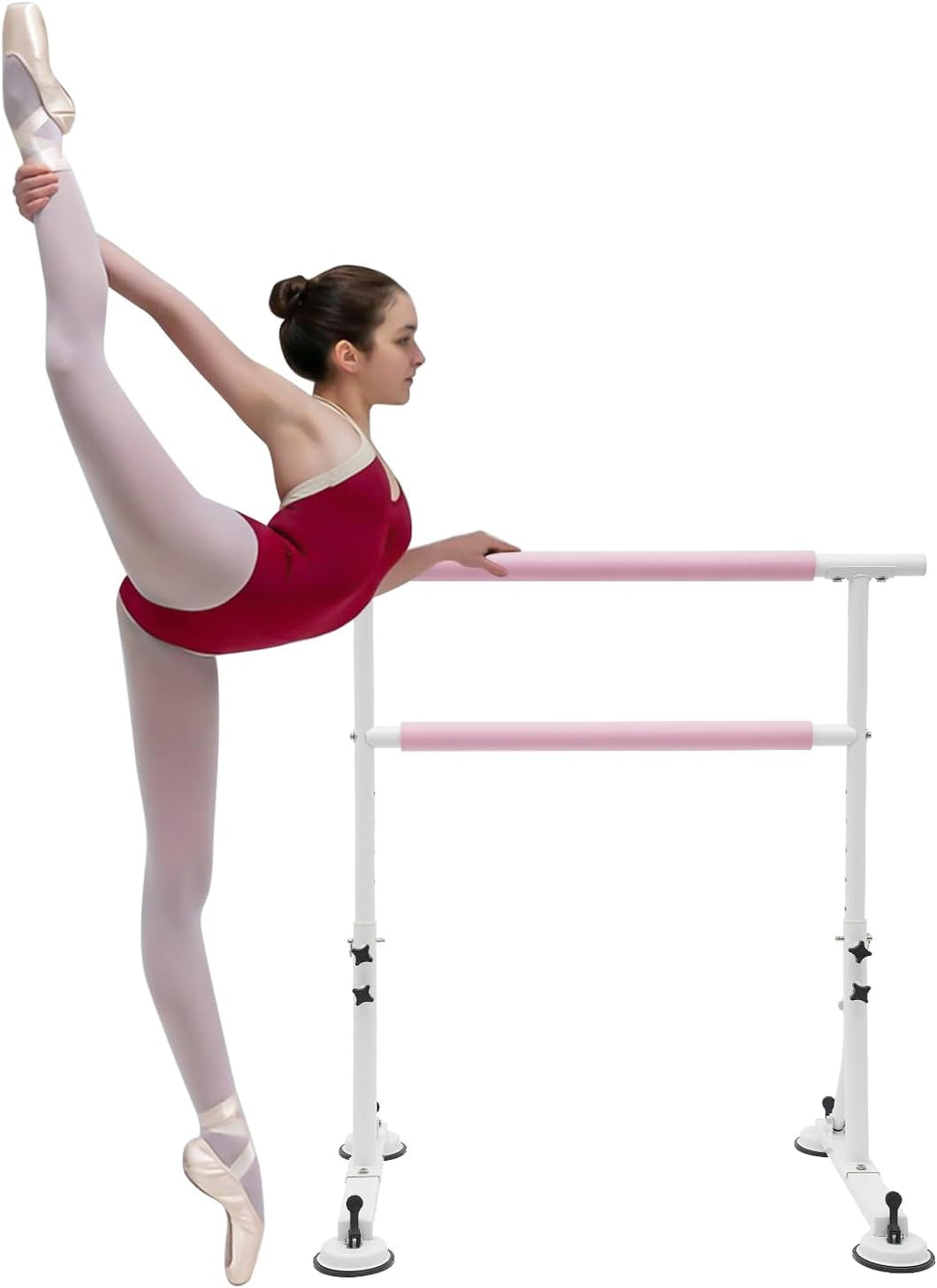 Freestanding Ballet Barre | Height Adjustable Ballet Bar | Double Ballet Stretch Dance Bar | Ballet Stretch Dance Bar for Kids Adult | with Non-Slip Rubber Pads | 33.07-43.31in Adjustable Height