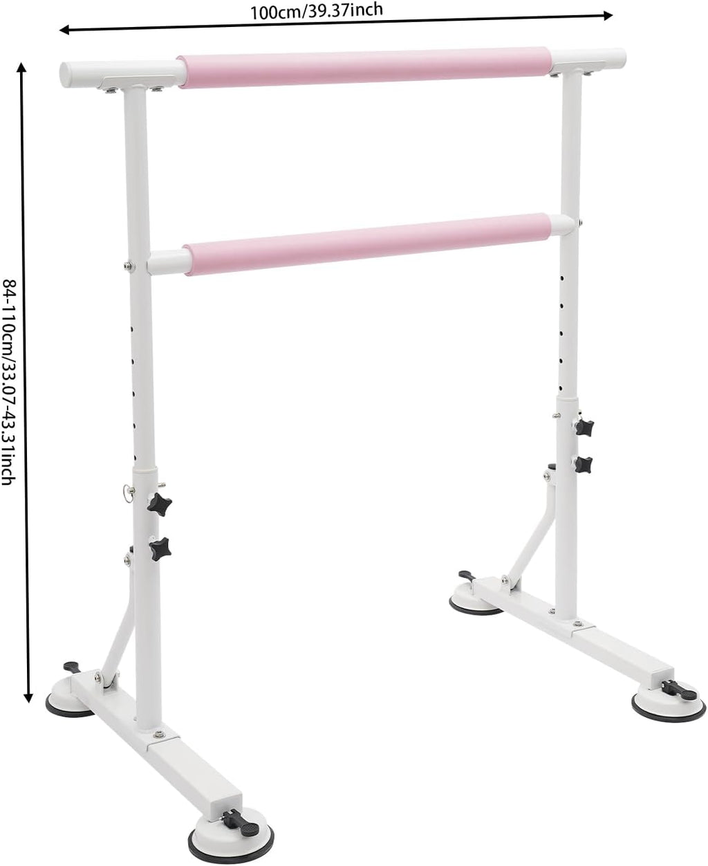 Freestanding Ballet Barre | Height Adjustable Ballet Bar | Double Ballet Stretch Dance Bar | Ballet Stretch Dance Bar for Kids Adult | with Non-Slip Rubber Pads | 33.07-43.31in Adjustable Height