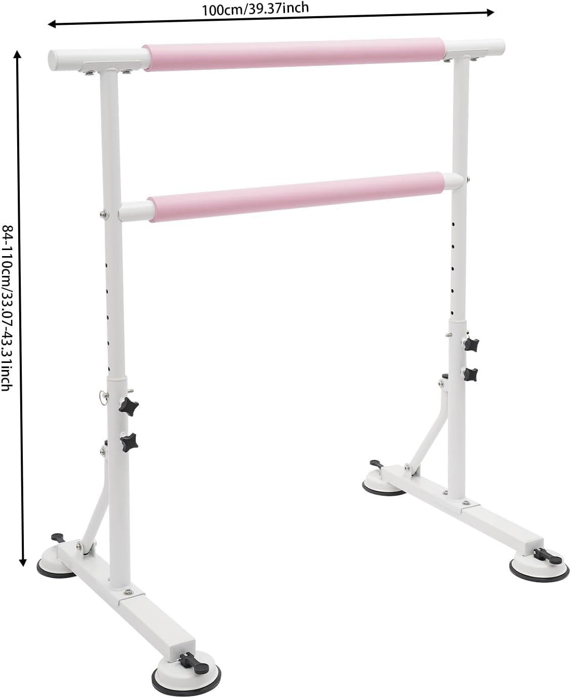 Freestanding Ballet Barre | Height Adjustable Ballet Bar | Double Ballet Stretch Dance Bar | Ballet Stretch Dance Bar for Kids Adult | with Non-Slip Rubber Pads | 33.07-43.31in Adjustable Height