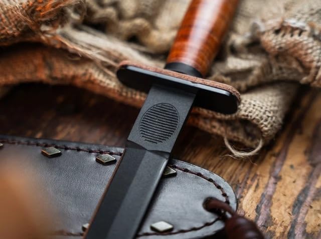 BÃKER V-42 Devil's Brigade 2.1 Dagger, 1095 Steel, Leather Handle, Model 02BO109, 11.97 in, Brown/Black