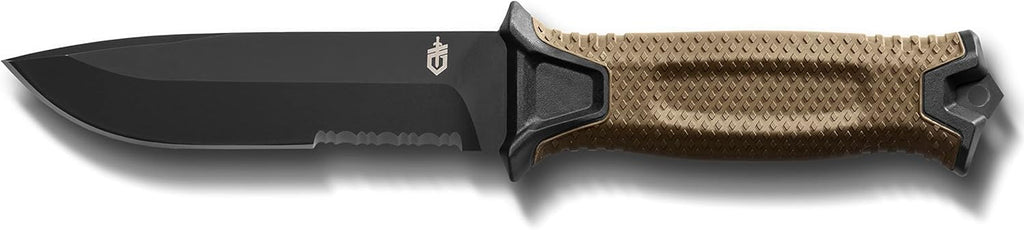 Gerber Gear StrongArm - Fixed Blade, Full Tang Knife - Camping Knife with Multiple Carry Options - Made in USA - Black, Serrated Edge