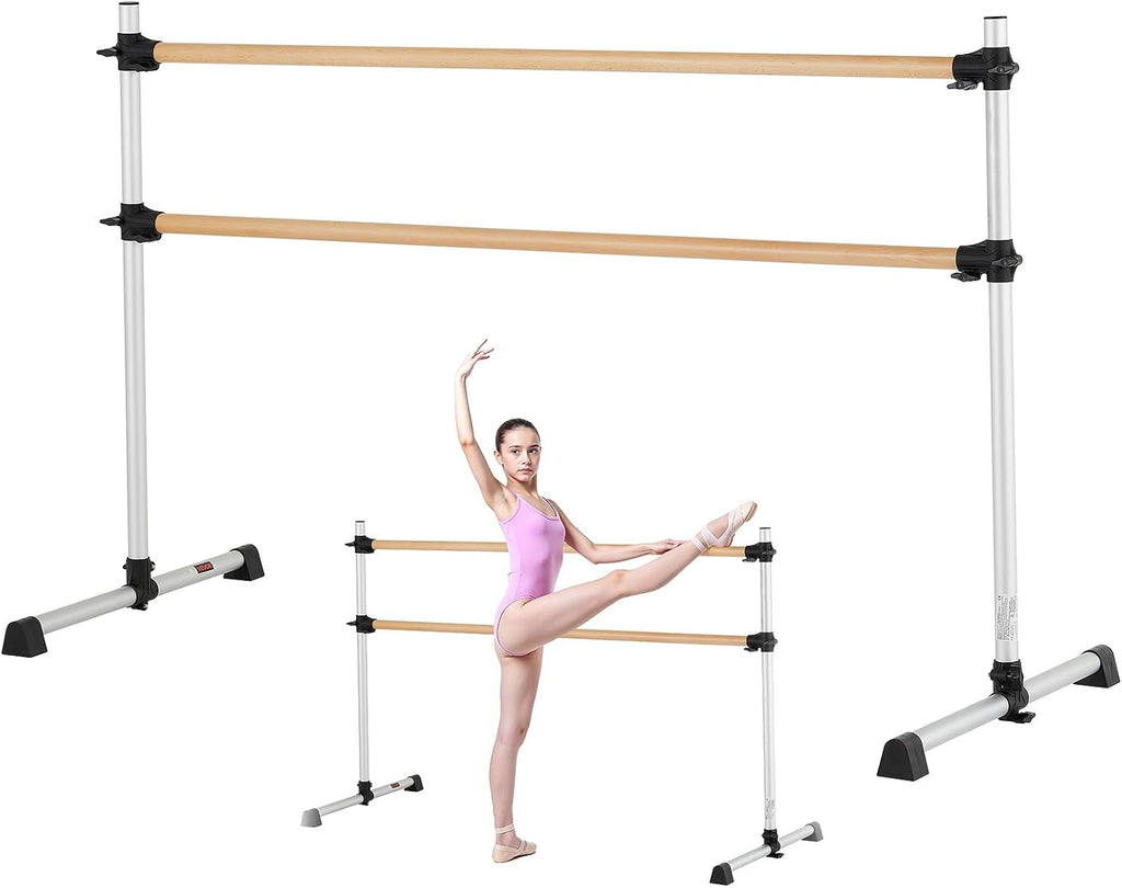 VEVOR Ballet Barre, Barre Bar for Home, Freestanding Portable Ballet Stretching Dance Bars, Height Adjustable Anti-Wobble Fitness Gym Studio Equipment