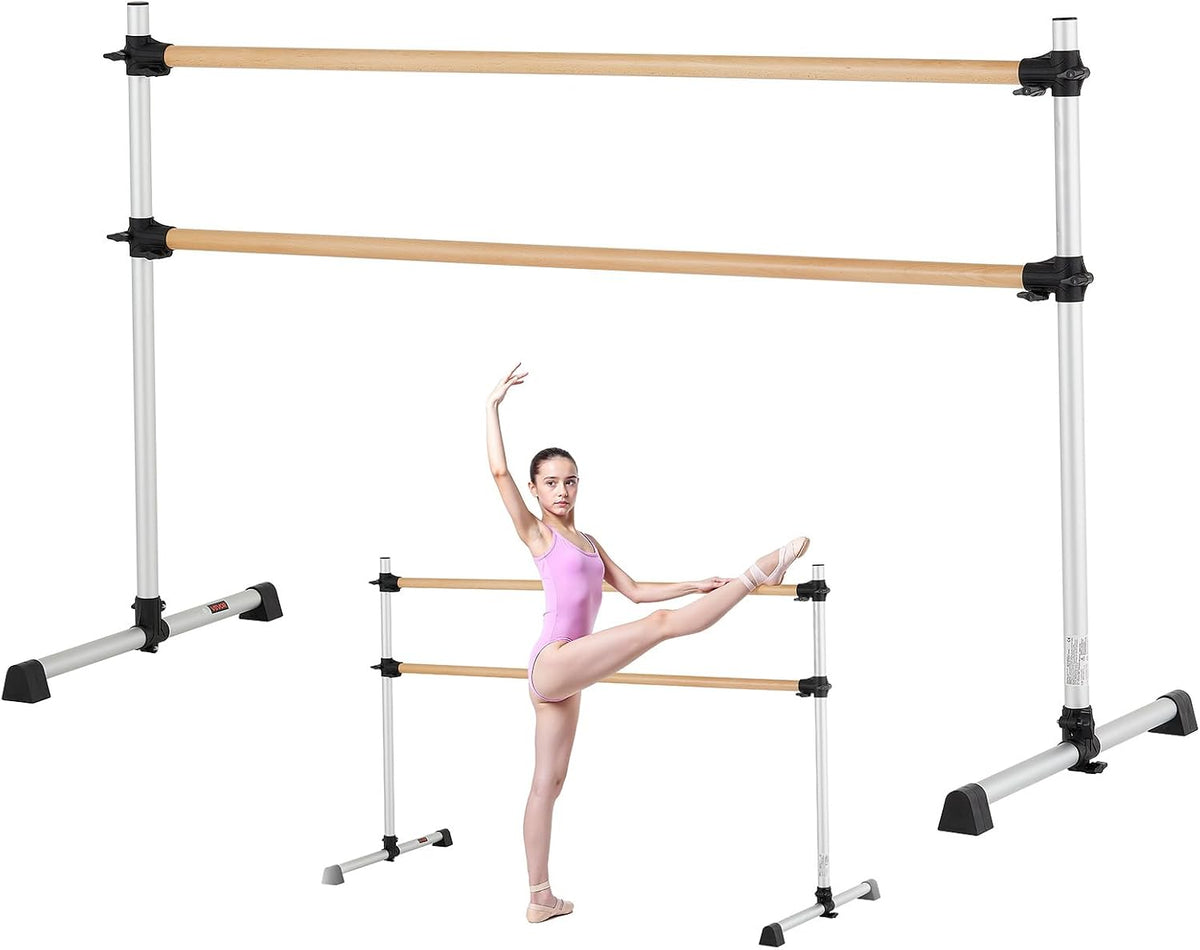 VEVOR Ballet Barre, Barre Bar for Home, Freestanding Portable Ballet Stretching Dance Bars, Height Adjustable Anti-Wobble Fitness Gym Studio Equipment