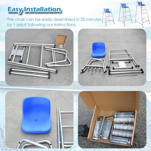 This Heavy-Duty Rustproof Stainless Steel Lifeguard Chair - Durable Referee Stand for Pools, Water Parks & Lakes - Essential Lifeguard Equipment for Safety Professionals & Competitions