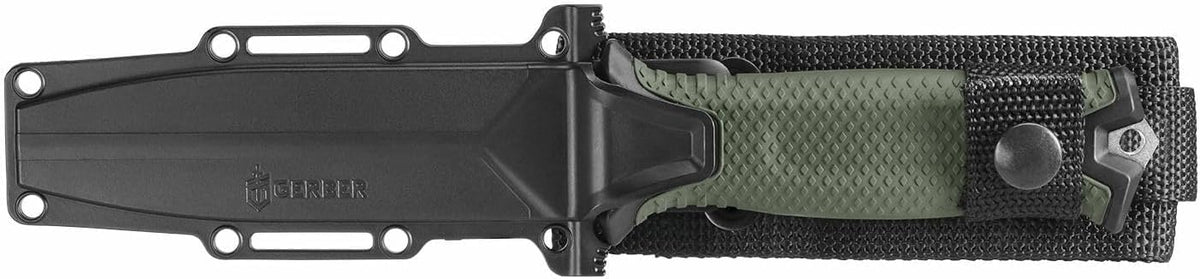Gerber Gear StrongArm - Fixed Blade, Full Tang Knife - Camping Knife with Multiple Carry Options - Made in USA - Black, Serrated Edge
