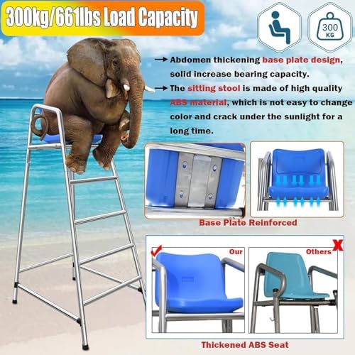 Lifeguard Chair Lifeguarding Sports Refereeing Stable Base with Narrowing Corners Armless Comfortable Seat Outdoor Use Life Guard Chair,Detachable Extra Tall Chair for Lifeguards/Referees 1.