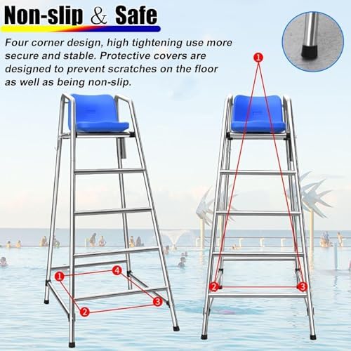 Lifeguard Chair Lifeguarding Sports Refereeing Stable Base with Narrowing Corners Armless Comfortable Seat Outdoor Use Life Guard Chair,Lifeguard Chair Stainless Steel Tall Observation Chai