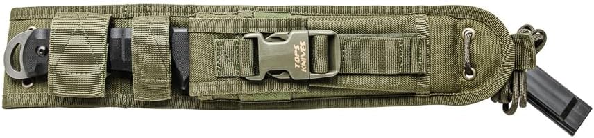 Tops Knives Apache Dawn Rockies Edition Full Tang Fixed Blade- Tumble Finish- Olive Drab MIL-SPEC Nylon Sheath (Black G10 Handle)