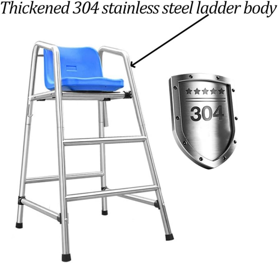 Stainless Steel Lifeguard Chairs with Double-Layer Sunshade,Loads 661lbs, Detachable Lifeguard Observation Chair, Referees Tall Chair with Hole & Hooks(1.2m)
