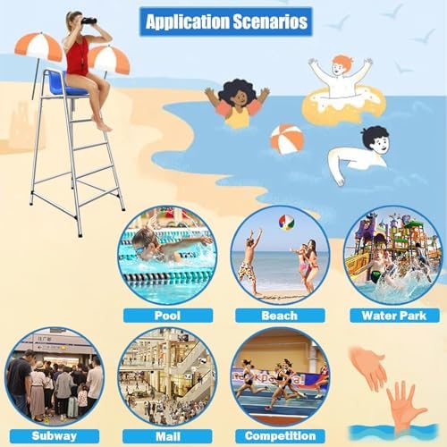 Lifeguard Chair Lifeguarding Sports Refereeing Stable Base with Narrowing Corners Armless Comfortable Seat Outdoor Use Life Guard Chair,Life-Guard Chair with Sunshade Hole Removable Commerc