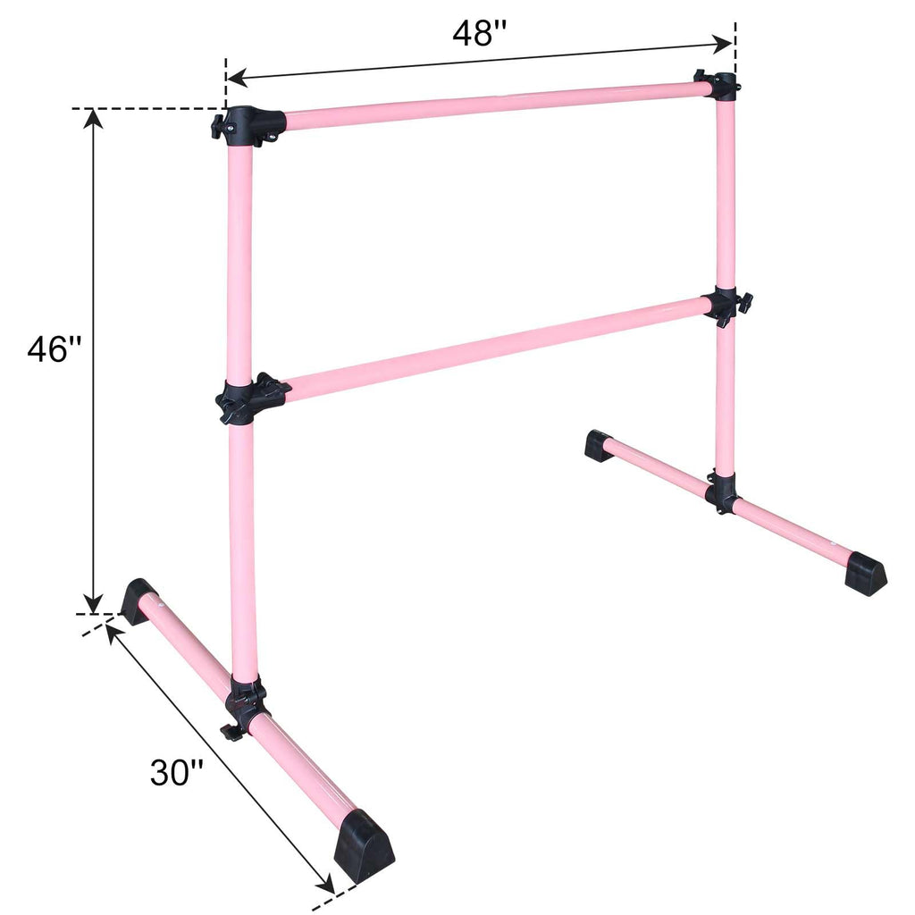 4FT/6FT Height Adjustable Double Ballet Barre, Freestanding Portable Stretching Dance Bar for Home, Heavy Duty Exercise Equipment for Kids & Adults with Anti-Slip Rubber Pads
