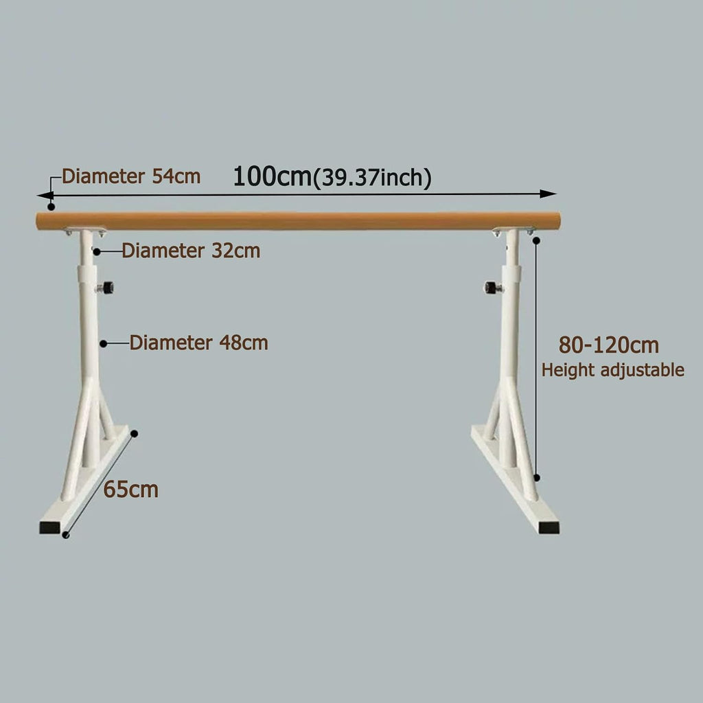Freestanding Ballet Barre Portable, 7 Height Adjustable Solid Wood Dance Bar, 31.5-47.2in, Heavy Duty Stretching Bar for Kids Adults Home Studio Ballet Pilates Yoga Training