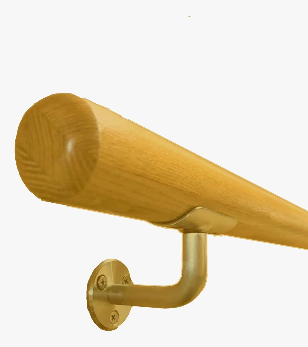 Ballet Barre Single Bar 8 FT Long 2.0â Diameter Gold, Kids and Adults | Open Bracket Wall Mounted Fixed Height Wooden Ballet Barre | Home/Studio Ballet Bar, Dance Bar, Stretch Bar, Dancing/Stretching