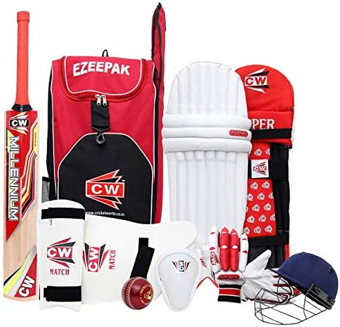 CW Storm Cricket Full Kit Boys Cricket Set with Bat Cricket Equipment Kit Set Cricket Kit for Boys of 5-14 Year Old Cricket Full Kit for Men Full Size Kashmir Willow Kit Bag