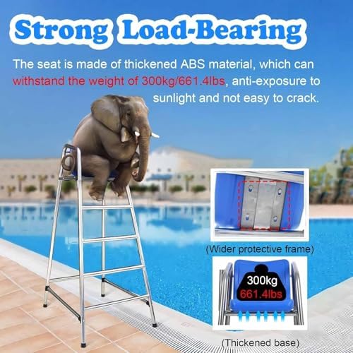 Lifeguard Chair Lifeguarding Sports Refereeing Stable Base with Narrowing Corners Armless Comfortable Seat Outdoor Use Life Guard Chair,High Referee Observation Lifeguard Chair 150cm for Poo