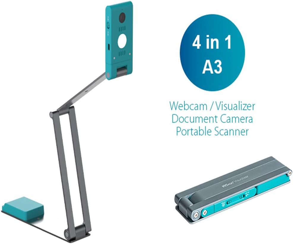 IRIScan Visualizer 7 Dyslexia Webcam Document Camera :4K UltraHD|13MP|4in1|visualizer|Scanner A3|Portable Scanner|Web Conferencing|Remote Teaching|AI Micro|Led|USB|Free Readiris DYS OCR TTS|WinMac