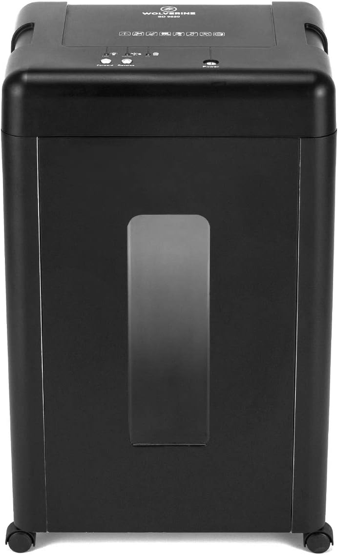 WOLVERINE SD9520 P5 Super Micro Cut Shredder, 15-Sheet, 2x10mm, 8Gal, Black