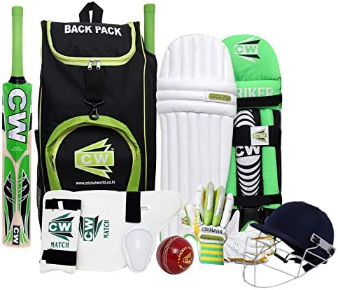 CW Bullet Cricket Set for Right Hand Kid Age 5 Junior Size Sports Set with Protective Equipment Cricket Gears Men Complete Set Senior Size Cricket Set Adult Batting Kit in Cricket Backpack