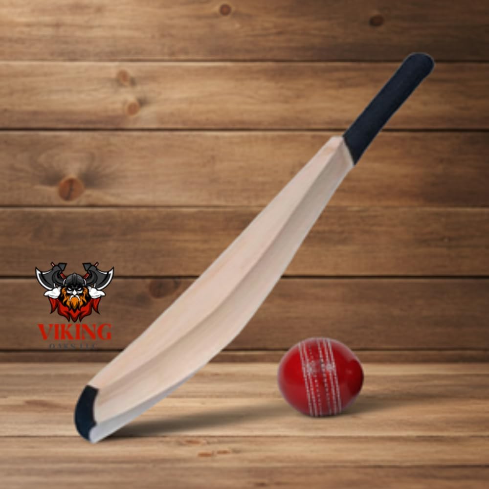 Cricket Practice Bat, Plain Kashmiri Willow, Wooden, Black Handle
