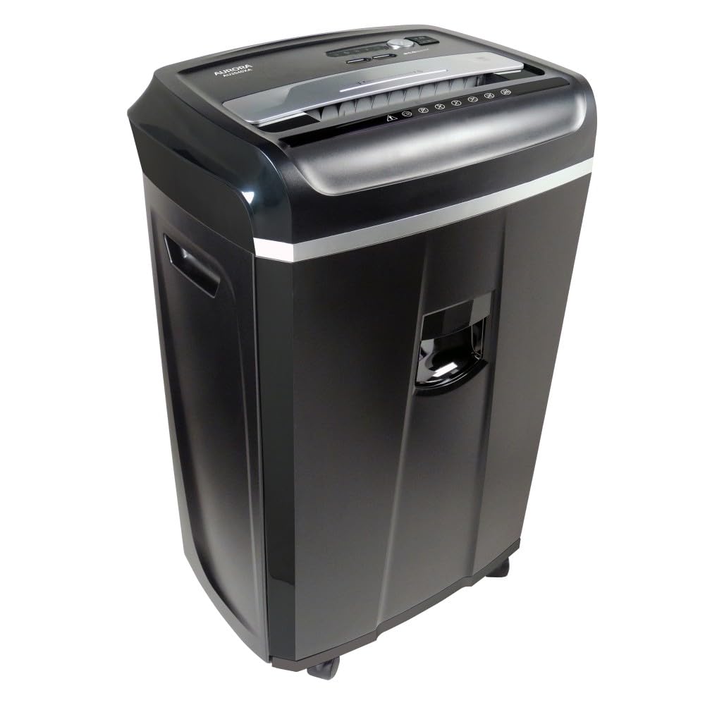 Aurora Heavy Duty Anti-Jam 15-Sheet Crosscut Shredder/60 Min Run Time/ 6-Gallon Pullout Basket, White
