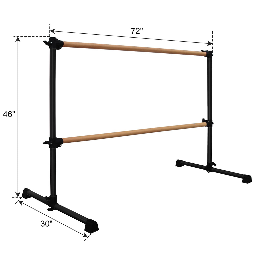 4FT/6FT Height Adjustable Double Ballet Barre, Freestanding Portable Stretching Dance Bar for Home, Heavy Duty Exercise Equipment for Kids & Adults with Anti-Slip Rubber Pads
