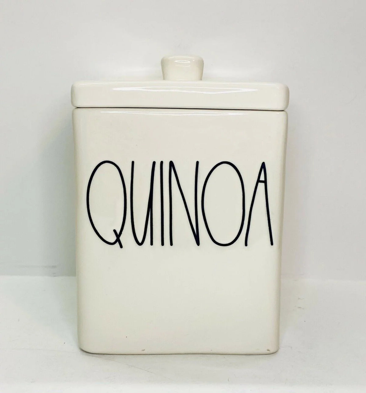 Rae Dunn by Magenta QUINOA LL Letter Ceramic Square Canister with Lid