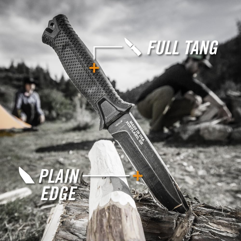 Gerber Gear StrongArm - Fixed Blade, Full Tang Knife - Camping Knife with Multiple Carry Options - Made in USA - Black, Serrated Edge