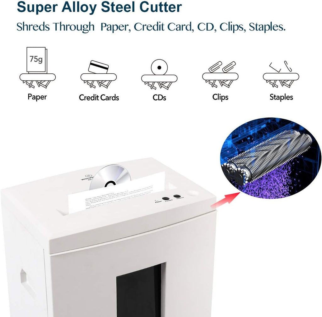 WOLVERINE SD9112 P5 Micro Cut Paper Shredder,10 Sheet,60Min,6 Gal, White
