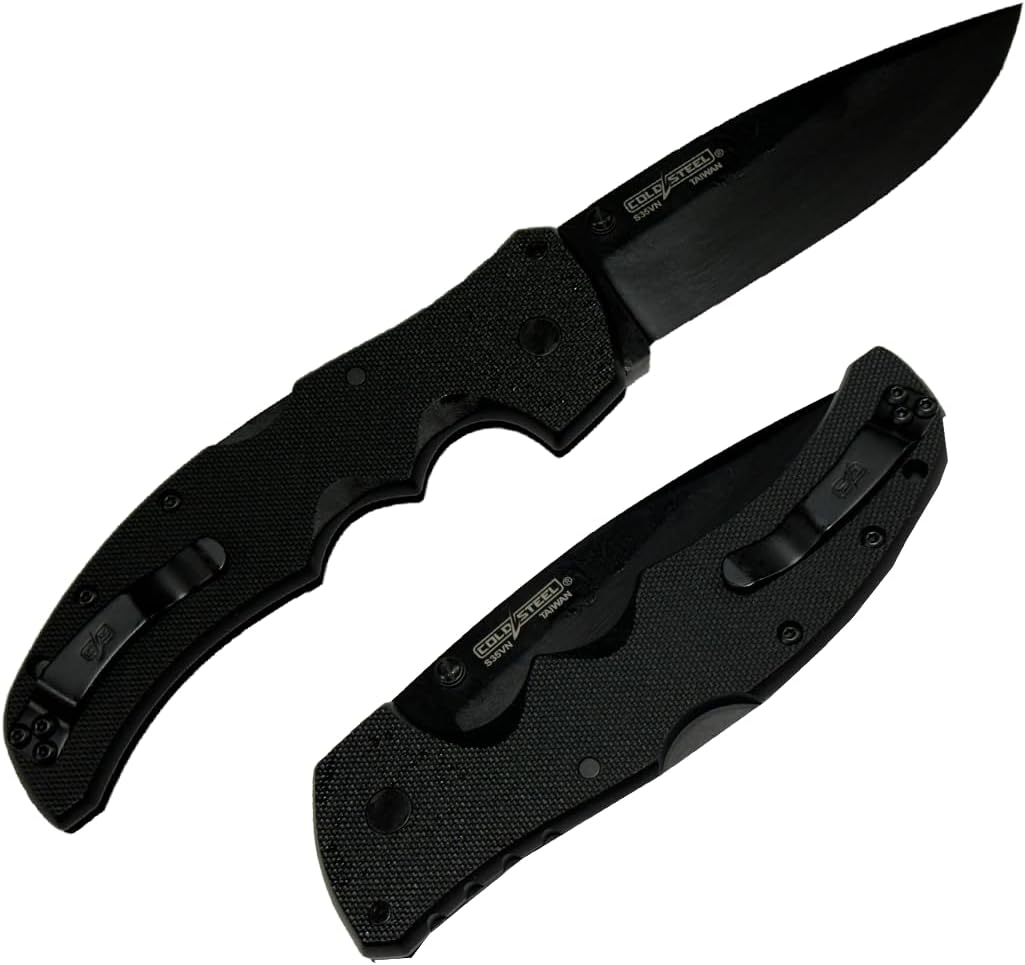 COLD STEEL Recon 1 4" S35VN Razor-Sharp Blade 5.375" G-10 Handle Tactical Folding Knife w/Tri-Ad Lock, Ambidextrous Pocket/Belt Clip