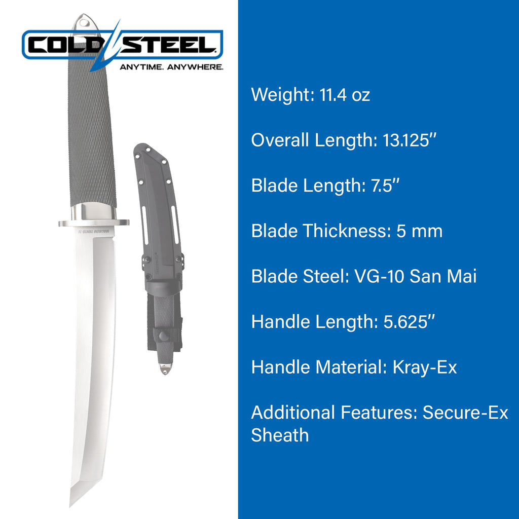 COLD STEEL Magnum Tanto VG-10 San Mai Razor-Sharp Blade Kray-Ex Handle Military Tactical Fixed Blade Knife w/Secure-Ex Sheath