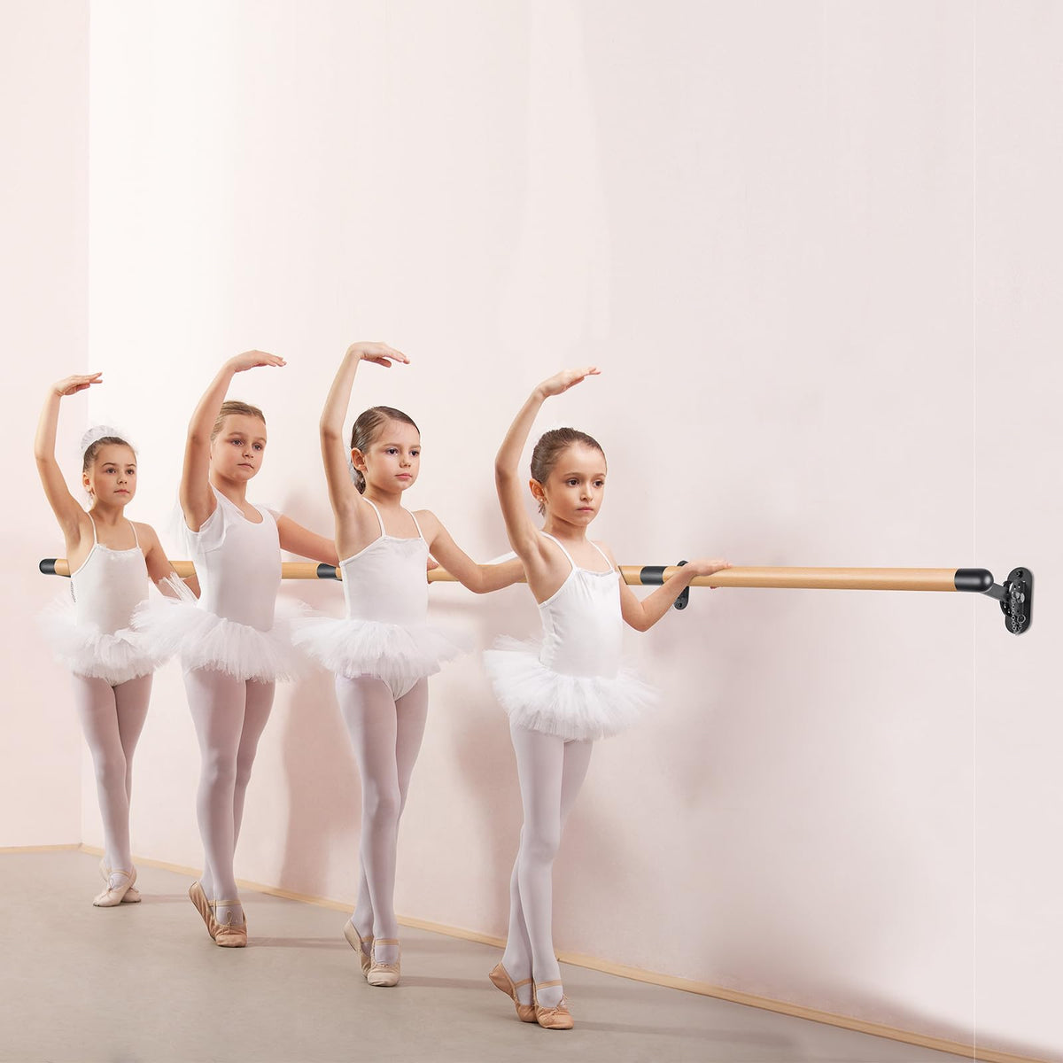 Kipika Wall Mounted Traditional Solid Wood Ballet Barre, Freestanding Ballet Barre, Stretch/Dance Bar for Home Workout Dance Equipment, Durable Metal Support, Height Adjustment